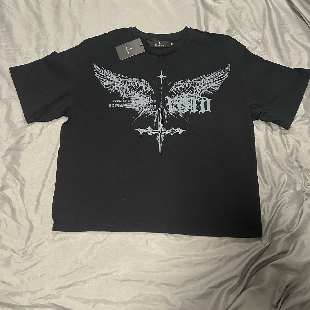 Black Short Sleeve Tee with Eagle Graphic Design